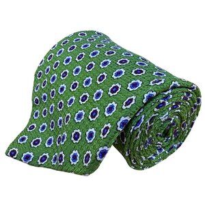 Geoffrey Beene Mens Green 100% Silk Floral Pattern Tie